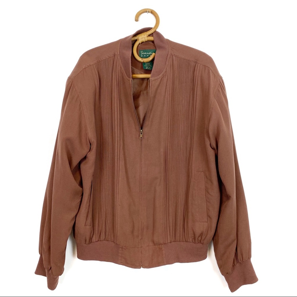 Vintage | Scandia Woods | Silk Knit Pleated Bomber Jacket Size M